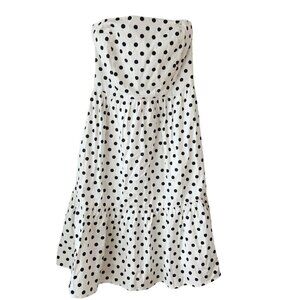 Boston Proper White Black Polka Dot Midi Dress Summer Preppy Women's 10